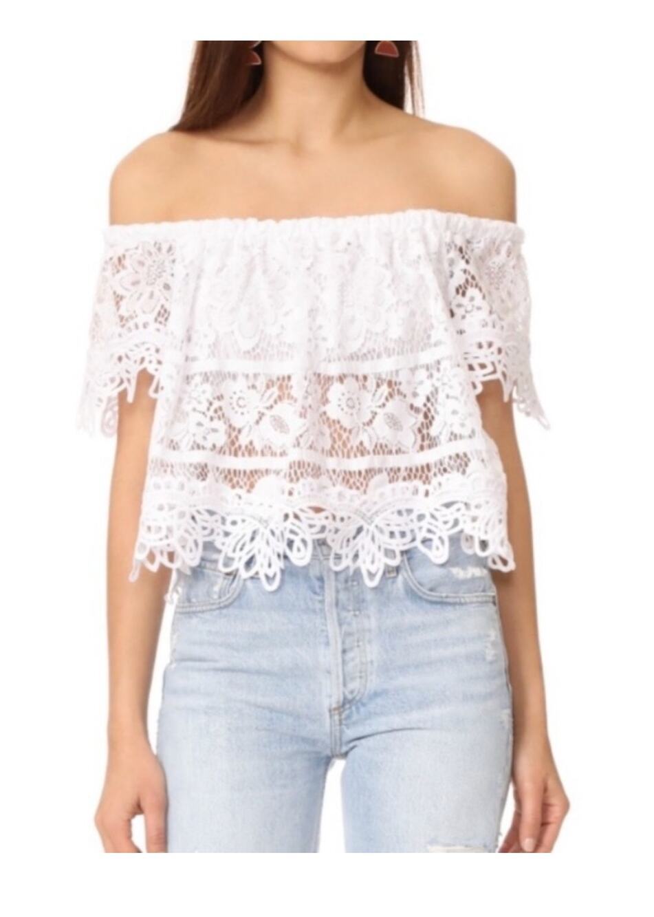 Free People Sweet Dreams White Lace Off Shoulder Crop Top Bandeau Bra Small